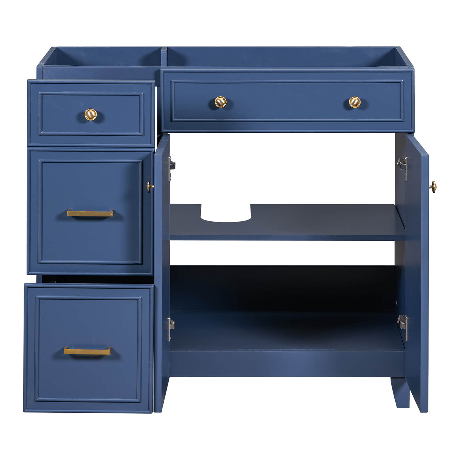 Sleek and modern navy blue vanity cabinet for a stylish bathroom upgrade