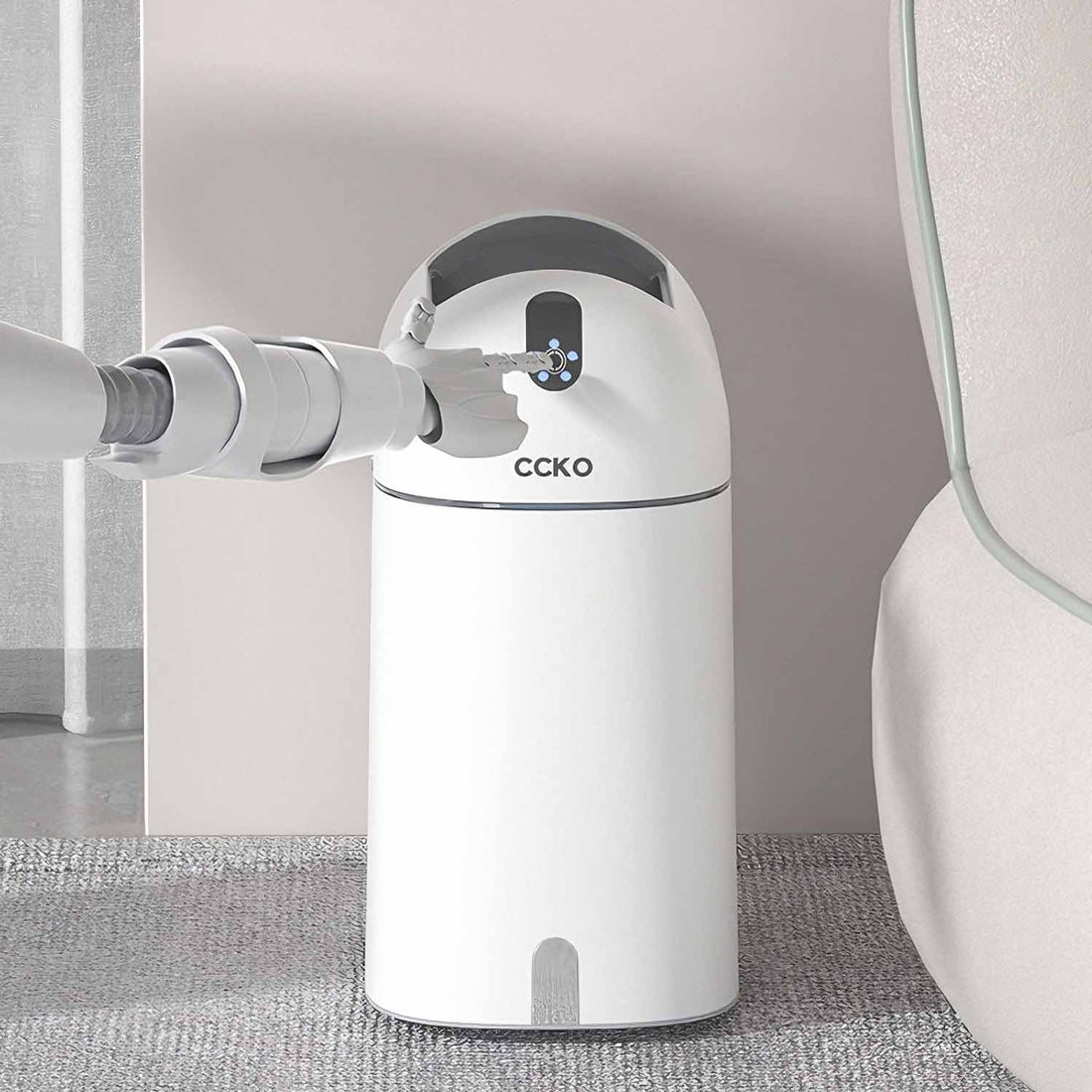 Slim space-saving bathroom trash can
