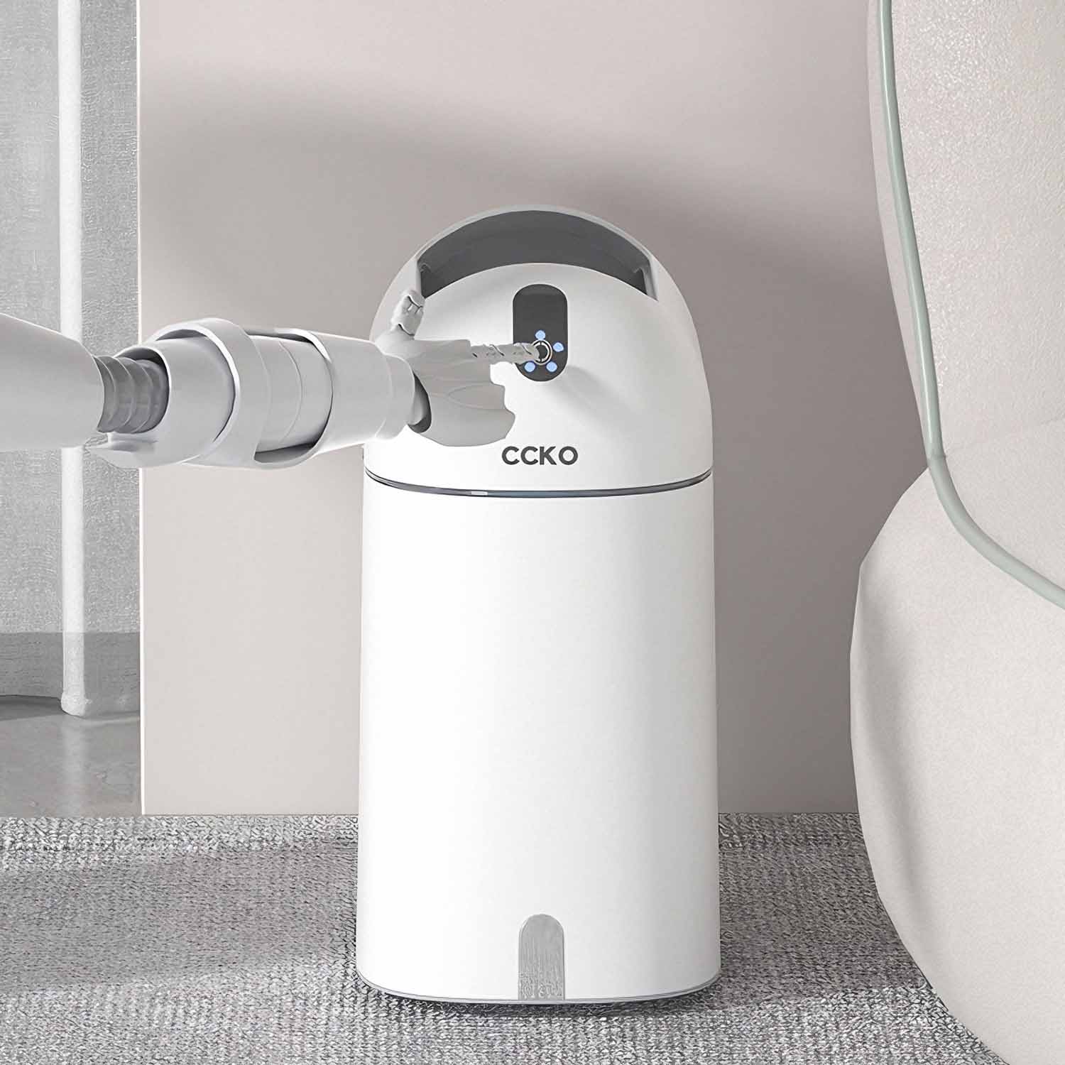 Slim space-saving bathroom trash can