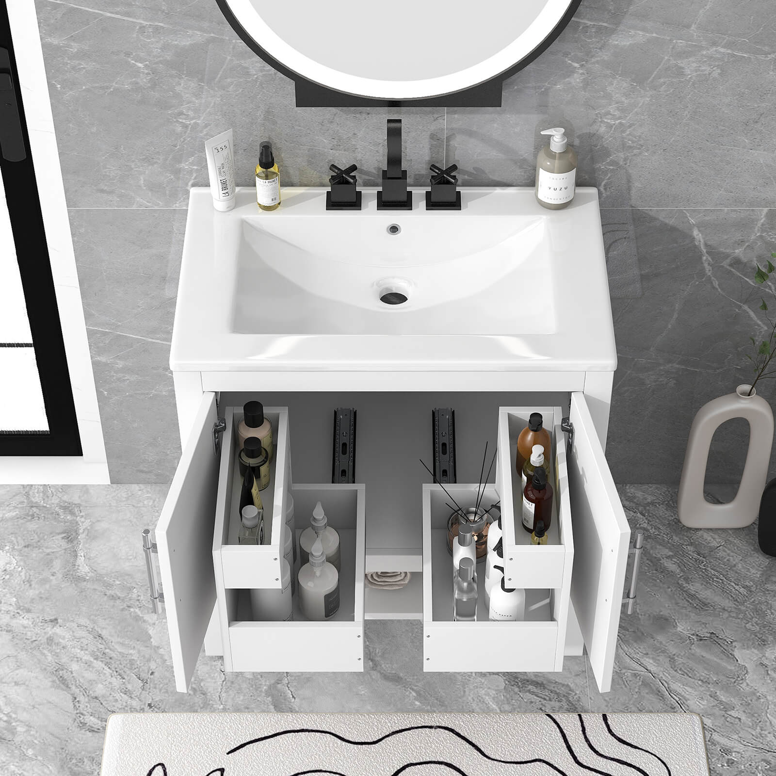 Small bathroom vanity perfect for powder rooms or apartments