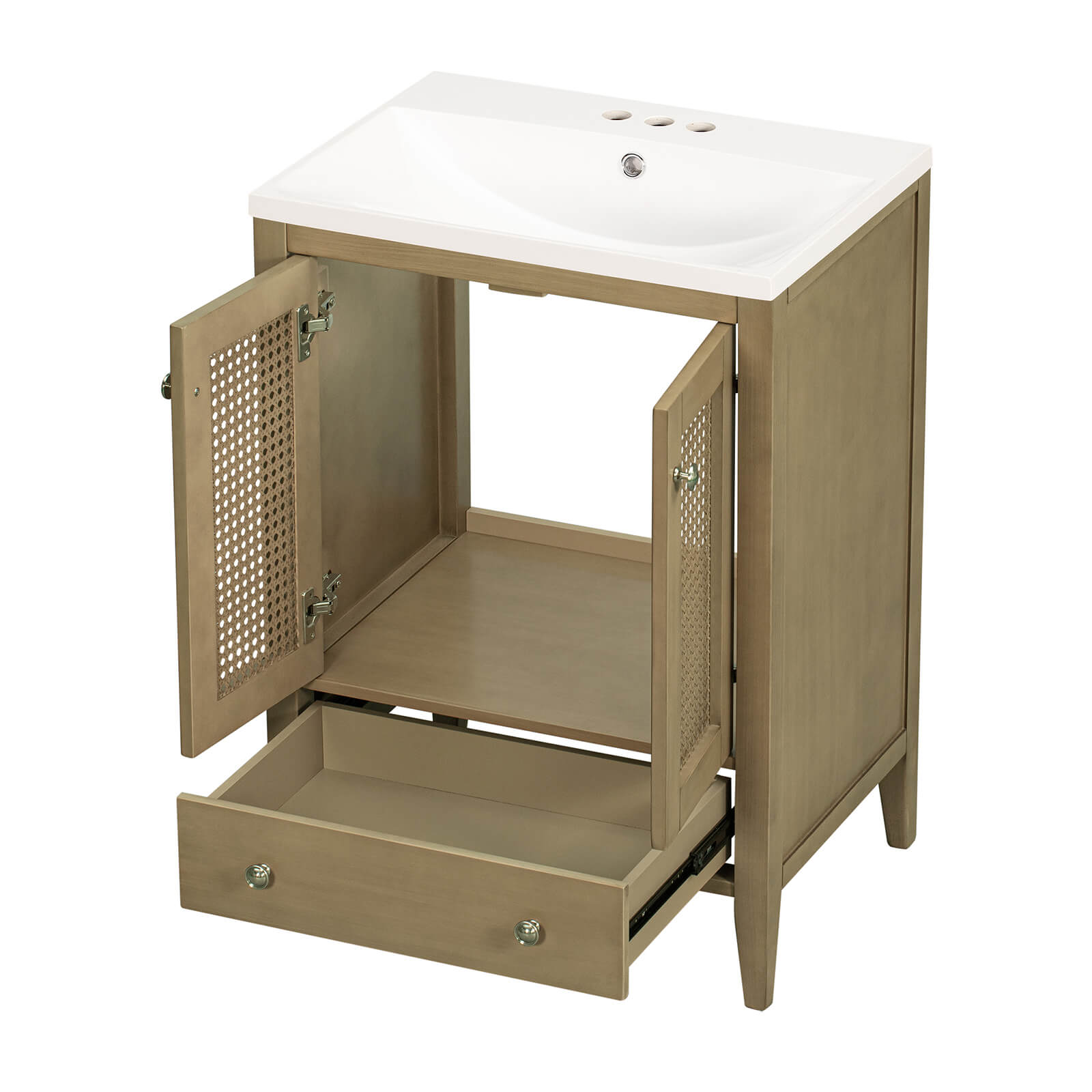 24" Bathroom Vanity with Woven Lattice Doors