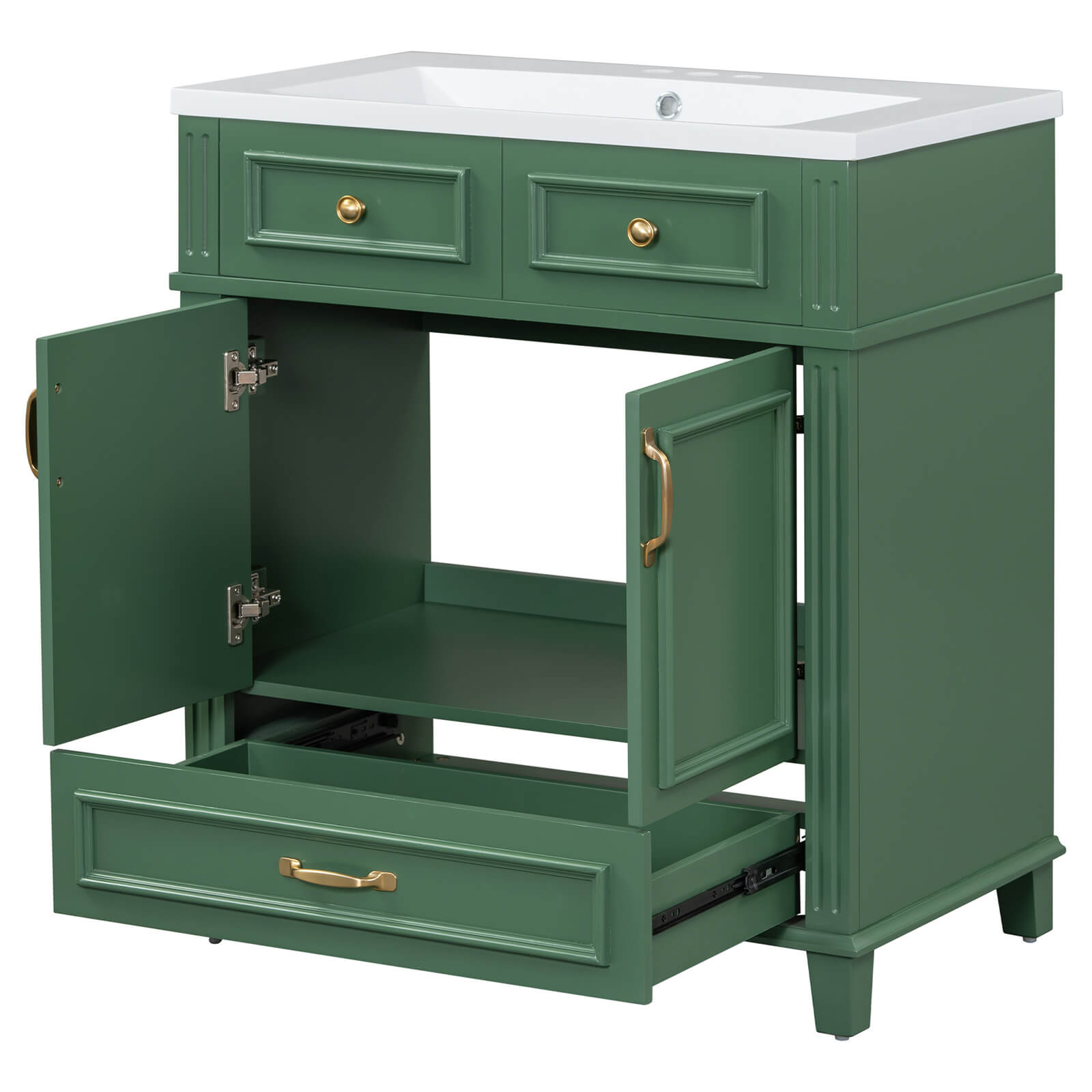 Small bathroom vanity with storage drawer
