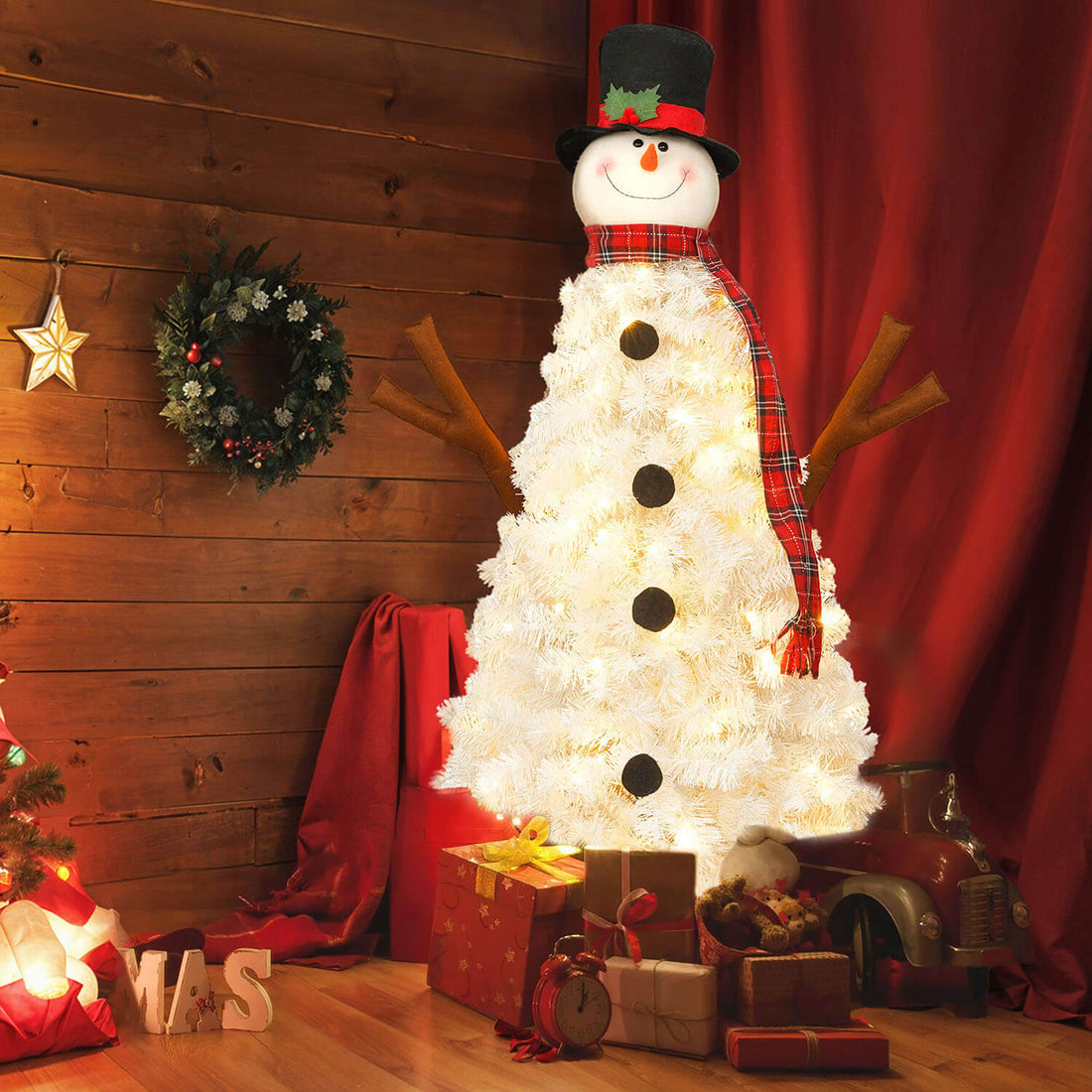 Small pre-lit Christmas tree with 380 PVC branch tips for holiday décor