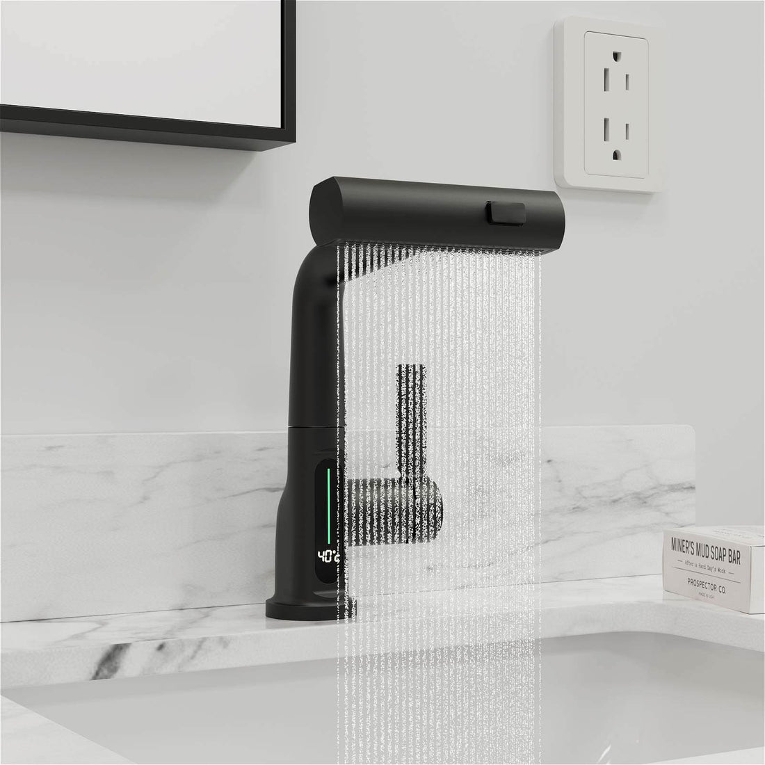 Smart bathroom faucet with real time temperature display
