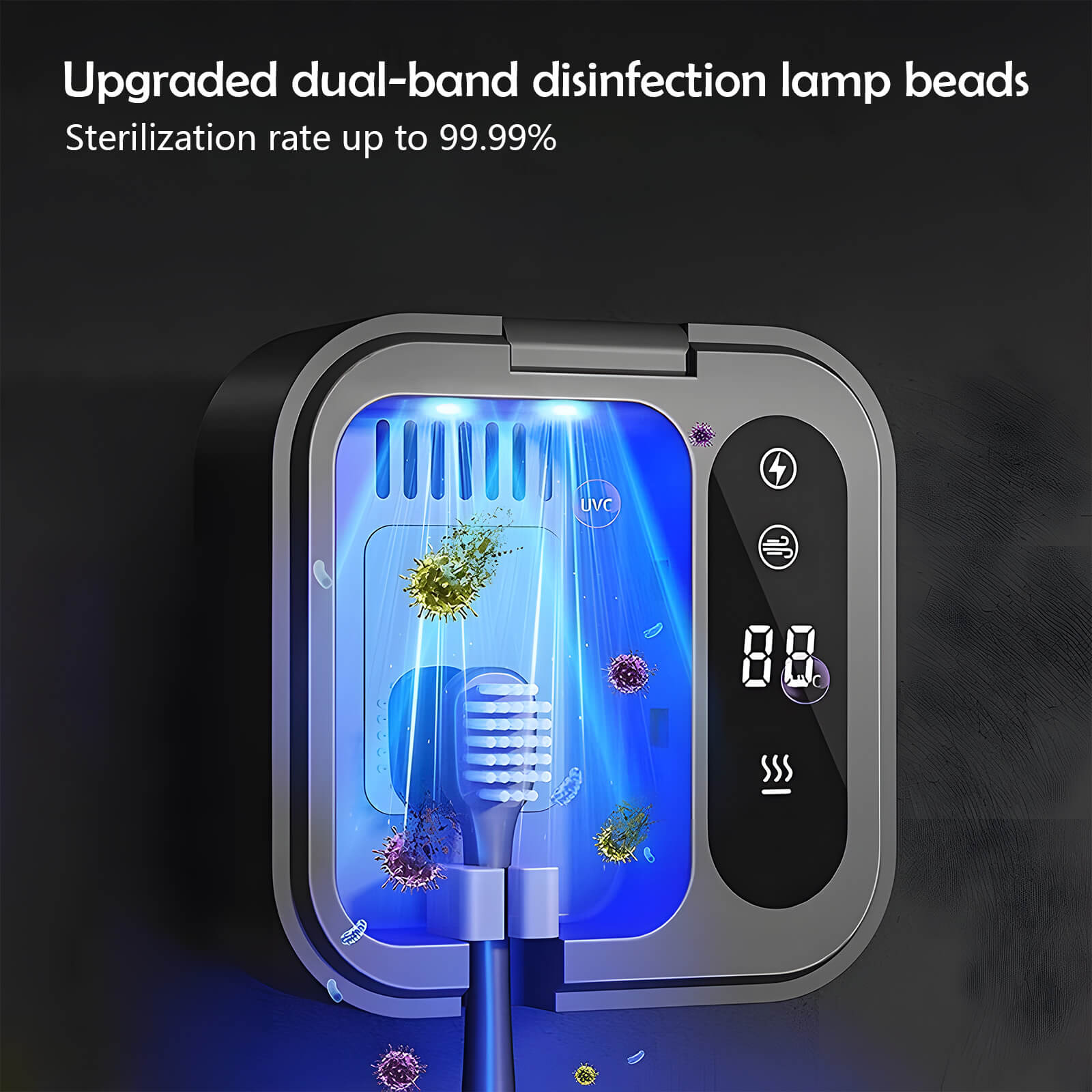 Smart bathroom accessory UV sanitizer toothbrush organizer