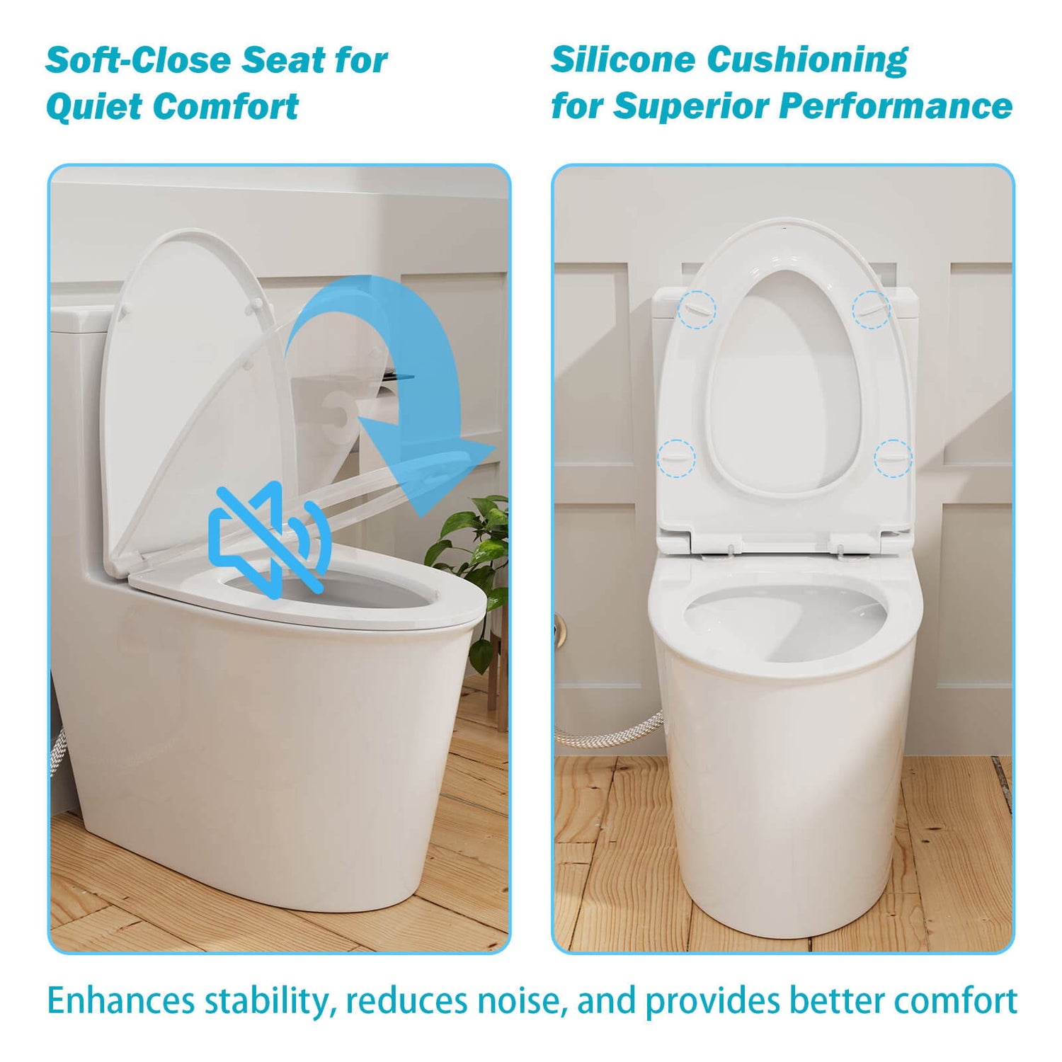 Soft close toilet seat with silicone cushions G6 0053W
