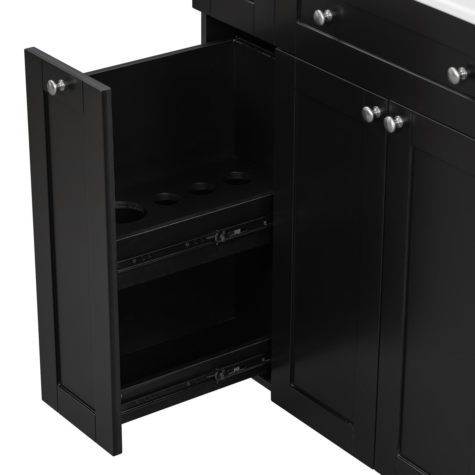 Soft-close black bathroom vanity for quiet and smooth operation