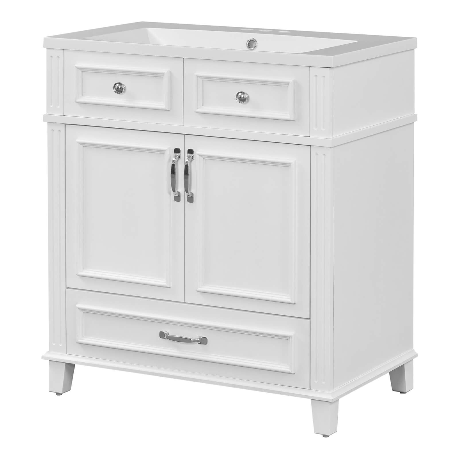 Soft closing door vanity with waterproof finish