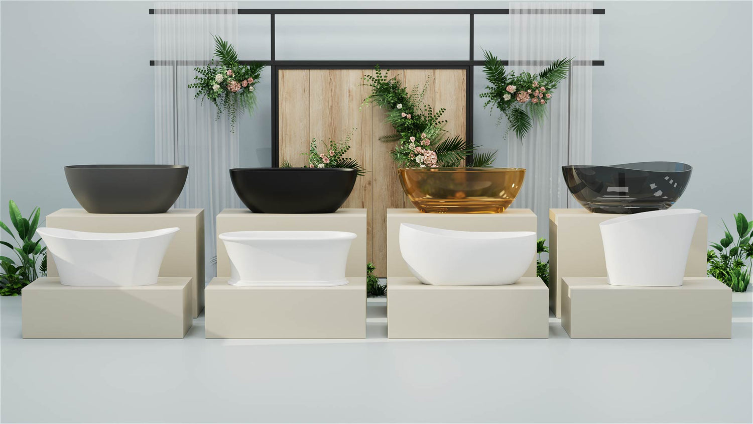 Solid Surface Bathtubs in Various Styles