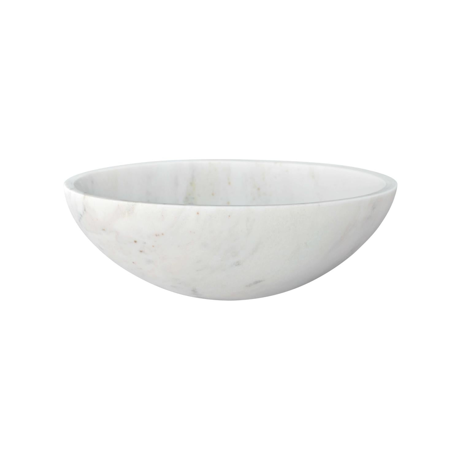 16" White Marble Round Above-Counter Bathroom Sink