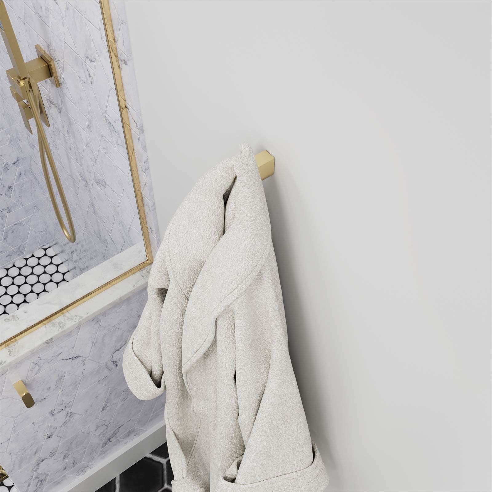 Space saving bathroom accessories gold finish