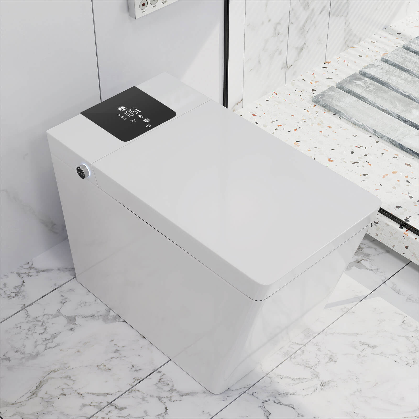 Giving Tree Smart Square One-Piece Floor Toilet with Remote Control and Automatic Cover