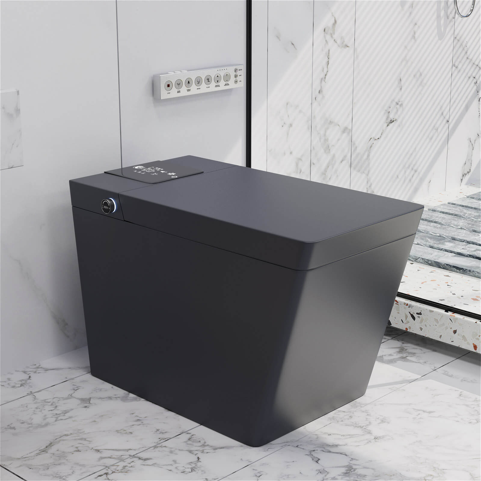 Giving Tree Smart Square One-Piece Floor Toilet with Remote Control and Automatic Cover