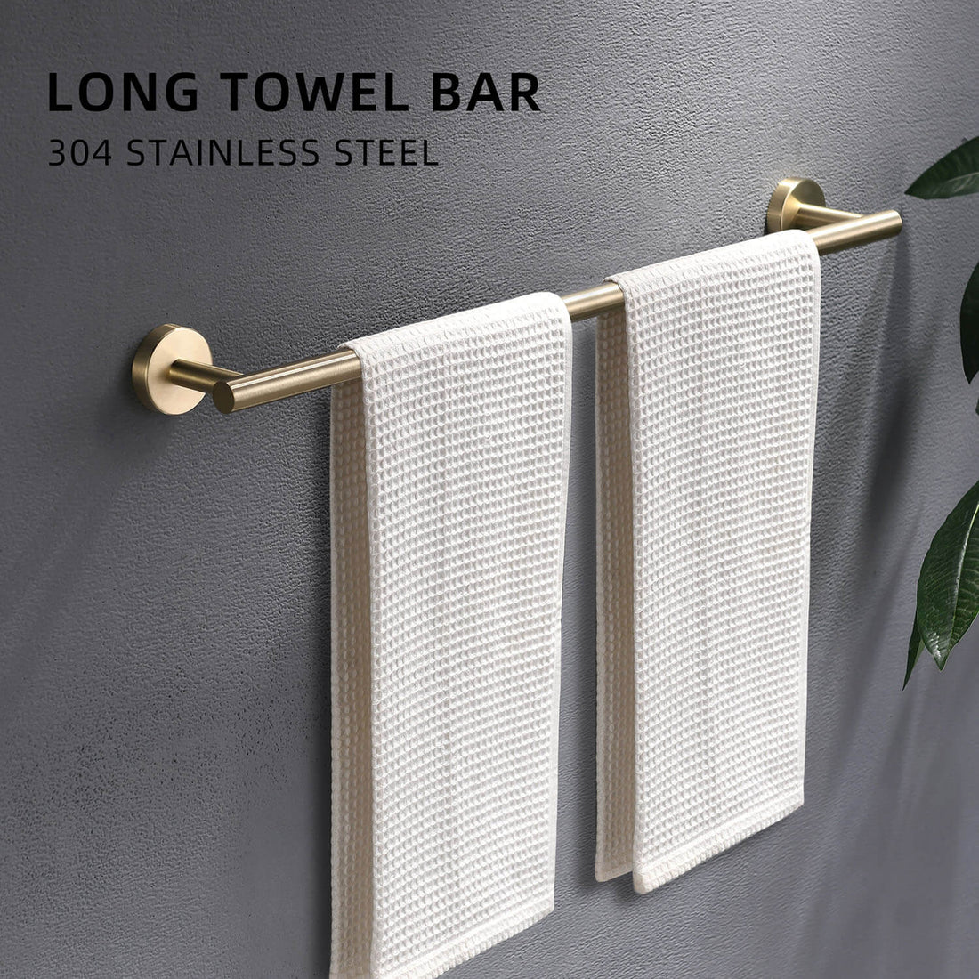 Stainless Steel Brushed Gold Bathroom Hardware long towel bar