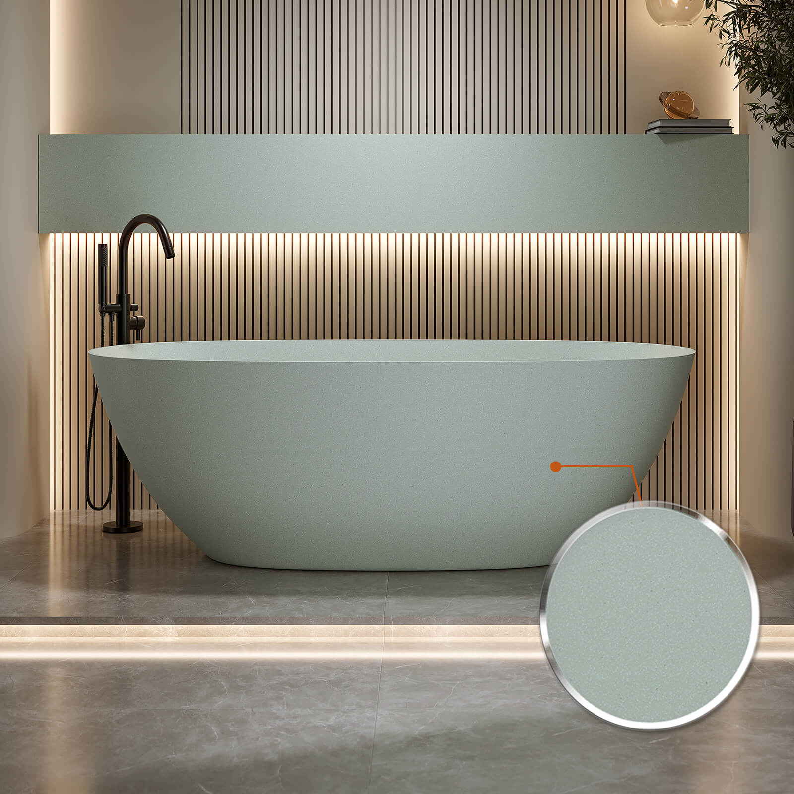 Stone resin turquoise green freestanding tub with durable scratch resistant finish