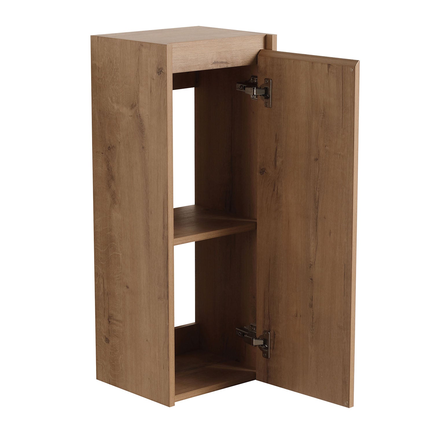Storage space display of 12 inch White Oak Bathroom Wall Cabinet