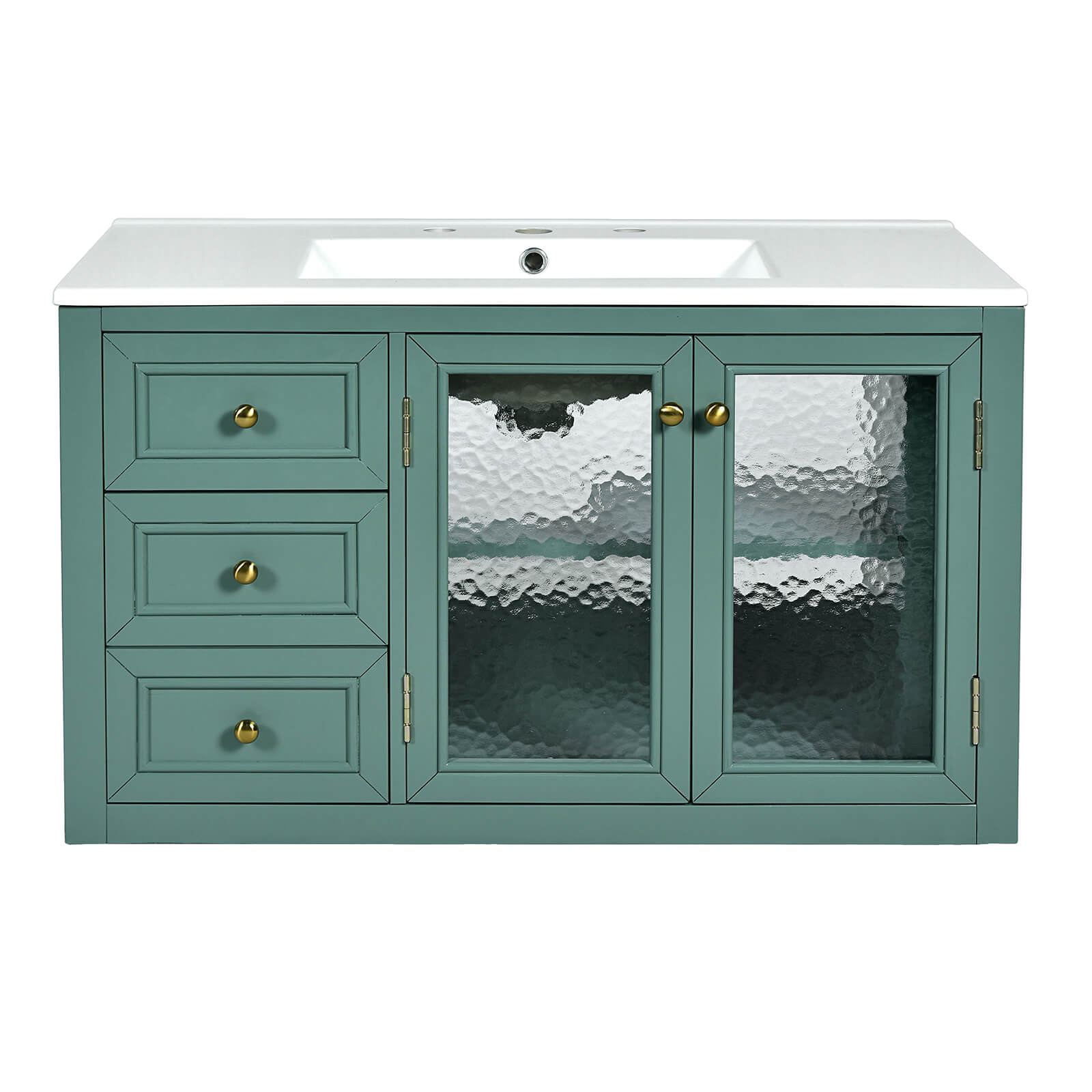 Stylish 36 Inch Ripple Panel Vanity with Embossed Glass Doors