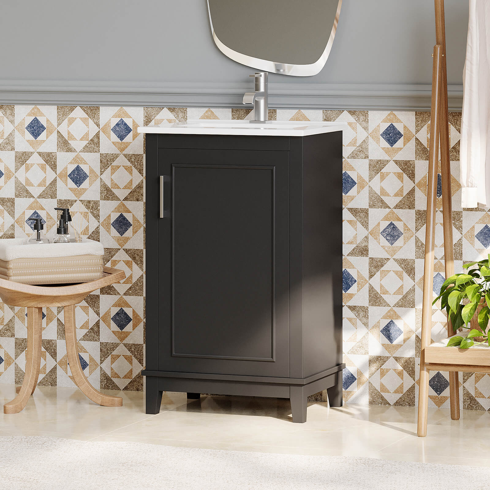 Stylish and practical single-door bathroom vanity design