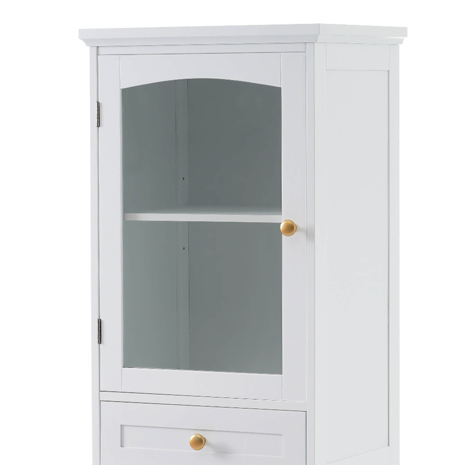 Stylish bathroom cabinet with glass doors for easy display of items