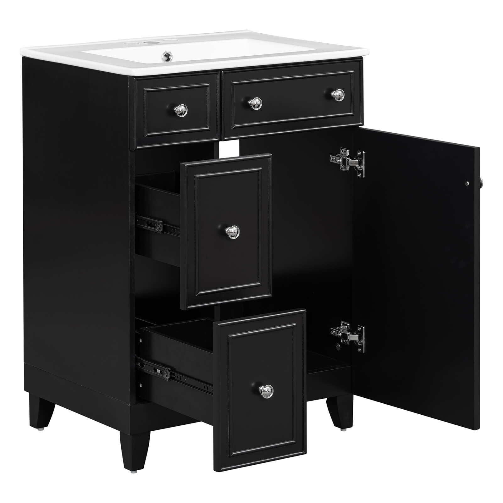 Stylish compact bathroom vanity ideal for small spaces with an elegant black finish