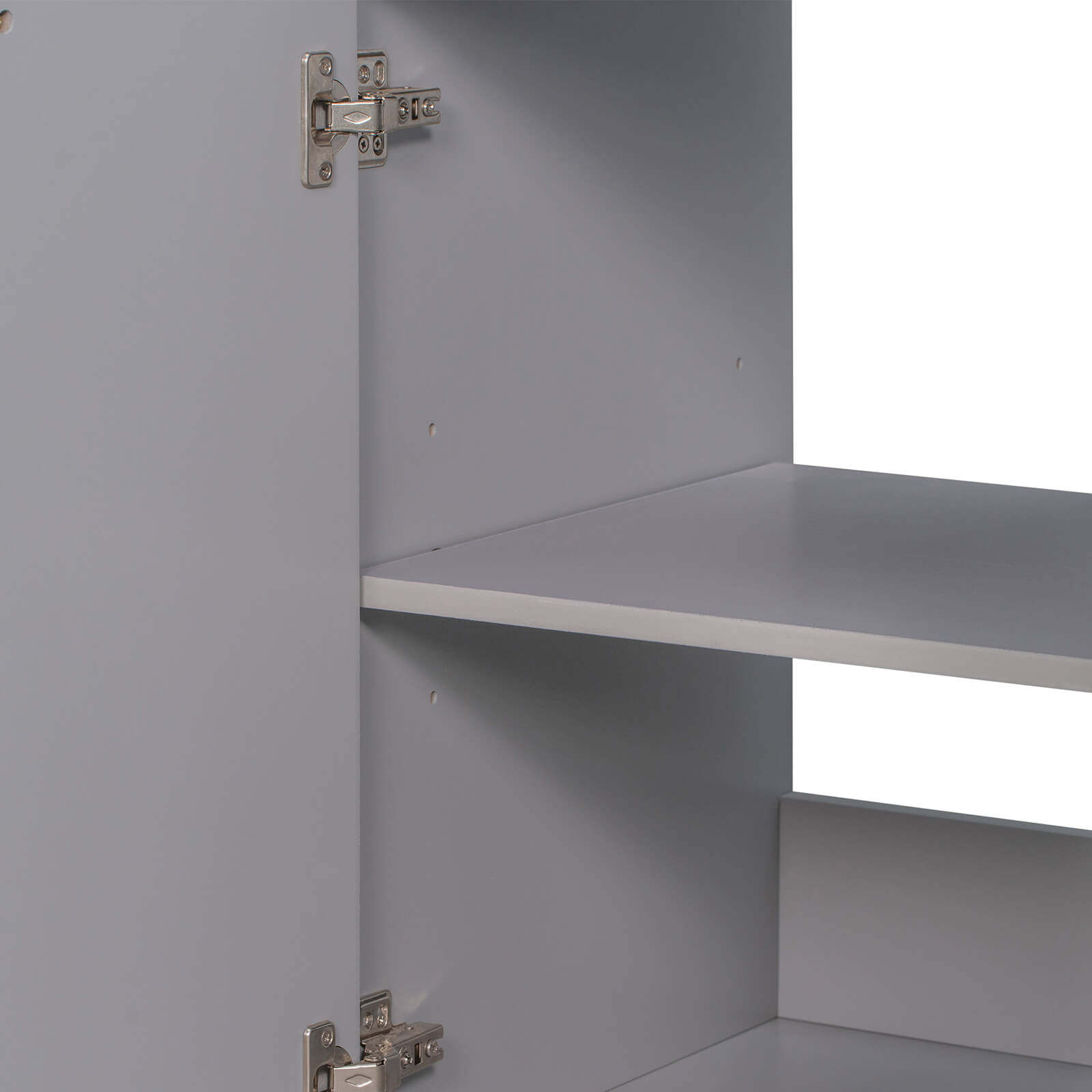 Stylish gray bathroom vanity with durable MDF construction