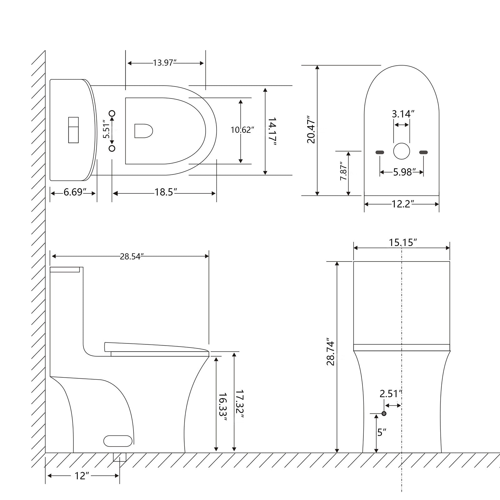 T12 Toilet Dimensions