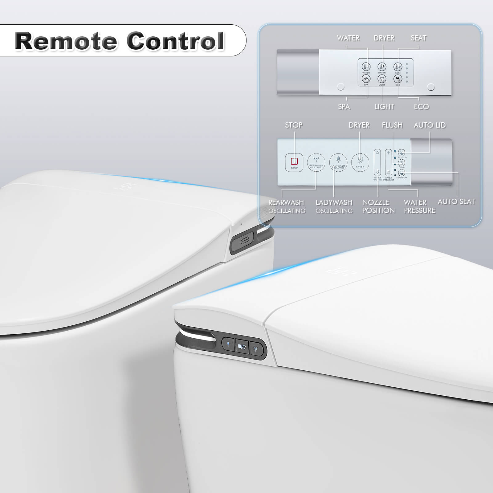 High Tech Tankless Smart Toilet with Bidet, Heated Seats, Aroma Diffusion Function