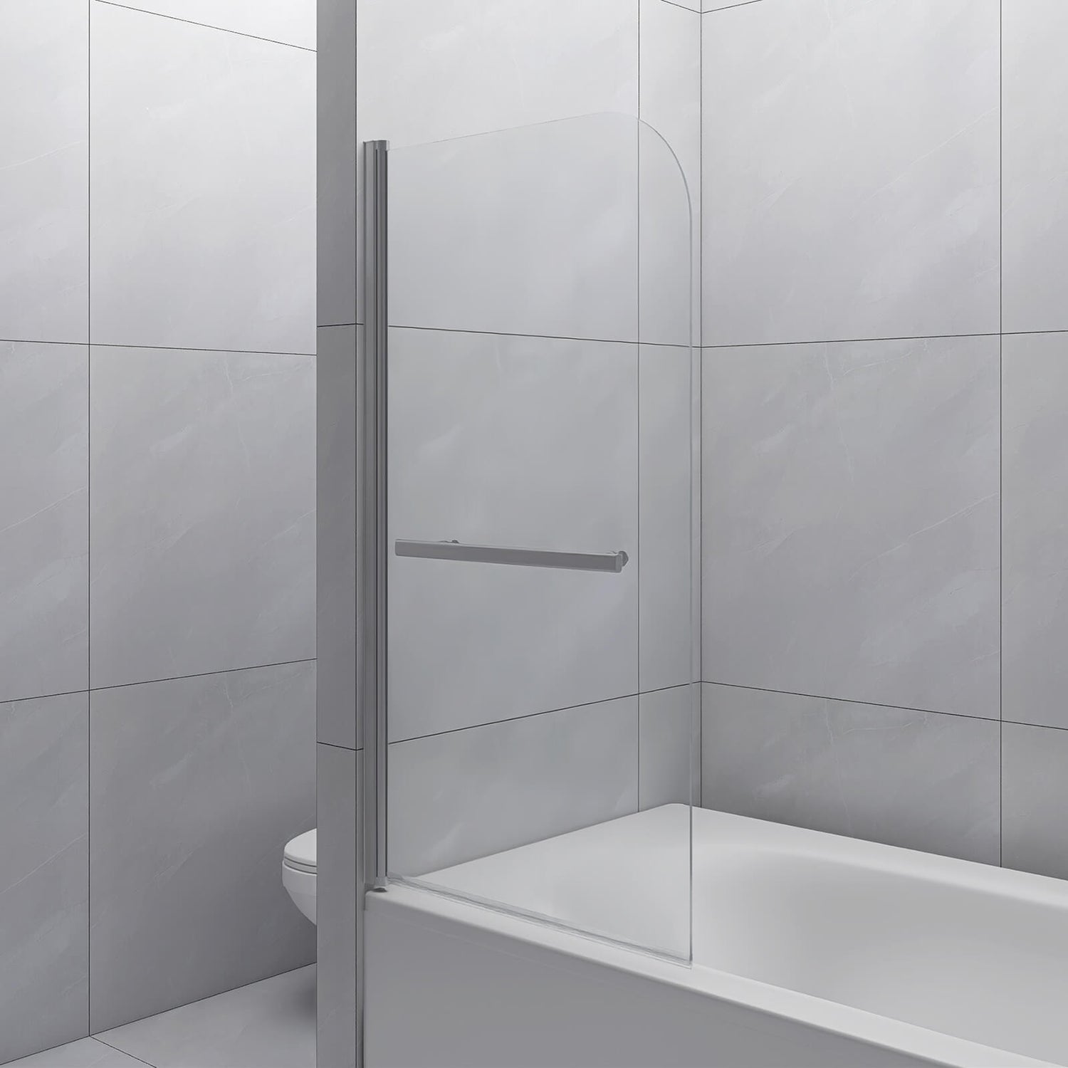 Tempered glass shower screen for bathtubs with anti leak PVC seal