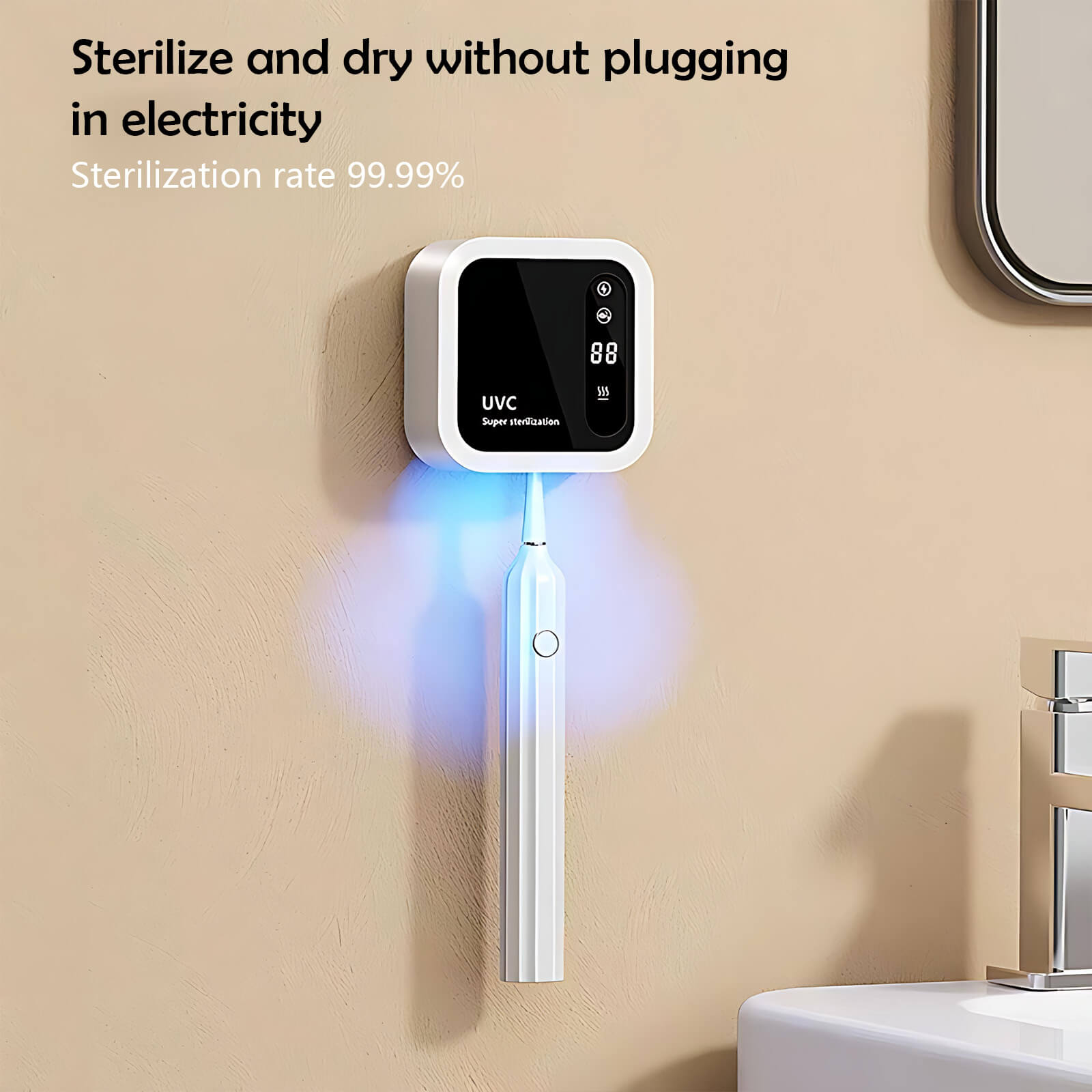 Toothbrush sanitizer holder with one-touch smart sensor lid