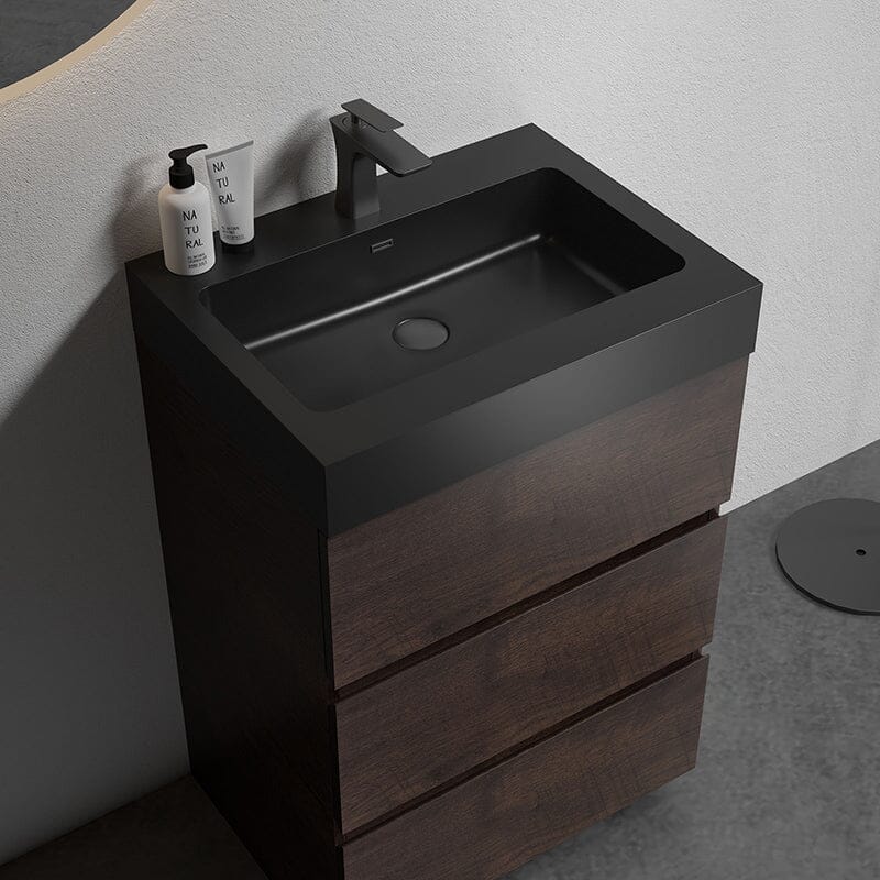 24 Inch Bathroom Vanity with Sink Floor Mounted Floating One-Piece Sink Cabinet