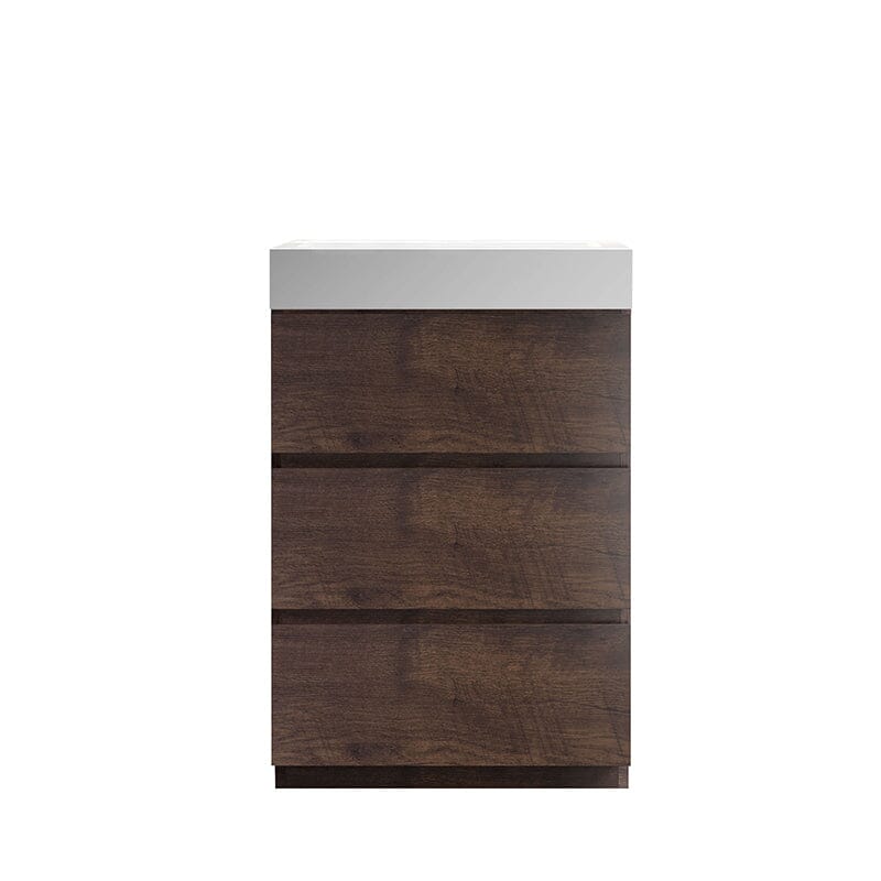 24 Inch Bathroom Vanity with Sink Floor Mounted Floating One-Piece Sink Cabinet