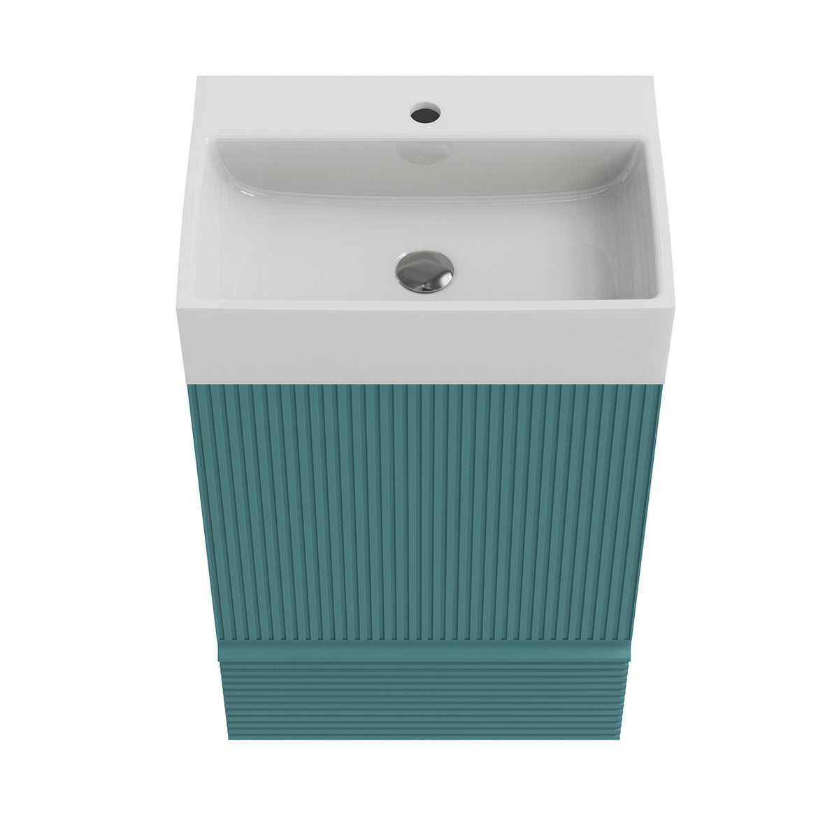 Vibrant green bathroom vanity with stylish fluted texture