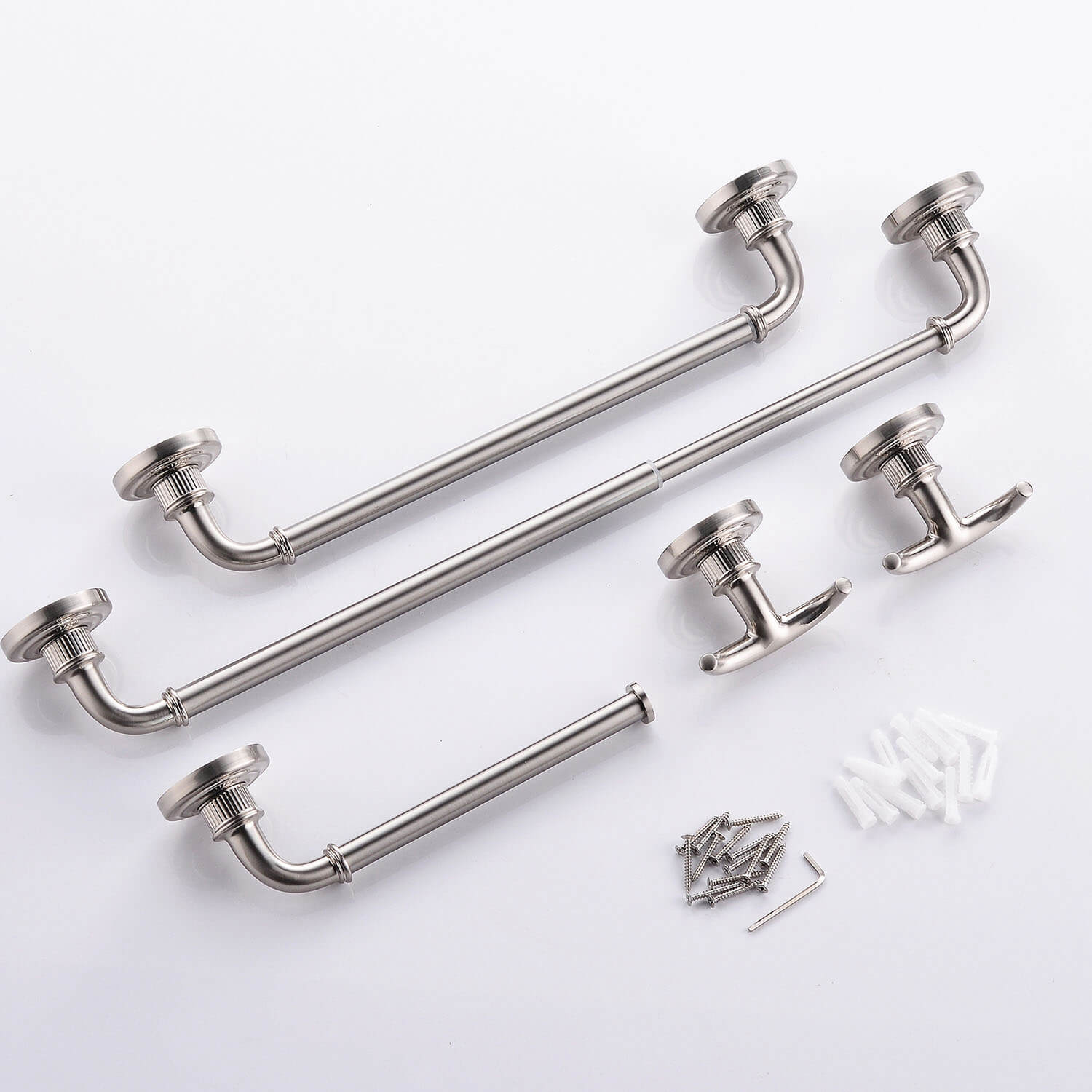 Vintage Brushed Nickel Bathroom Hardware set and install fittings