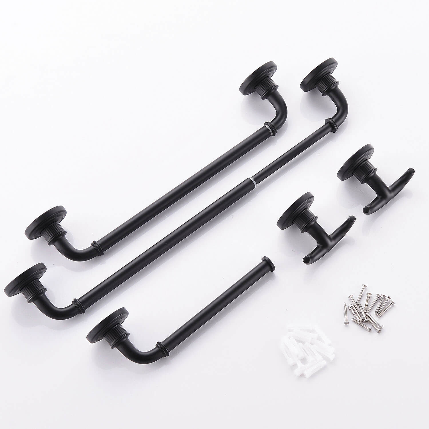 Vintage Matte Black Bathroom Hardware set and install fittings