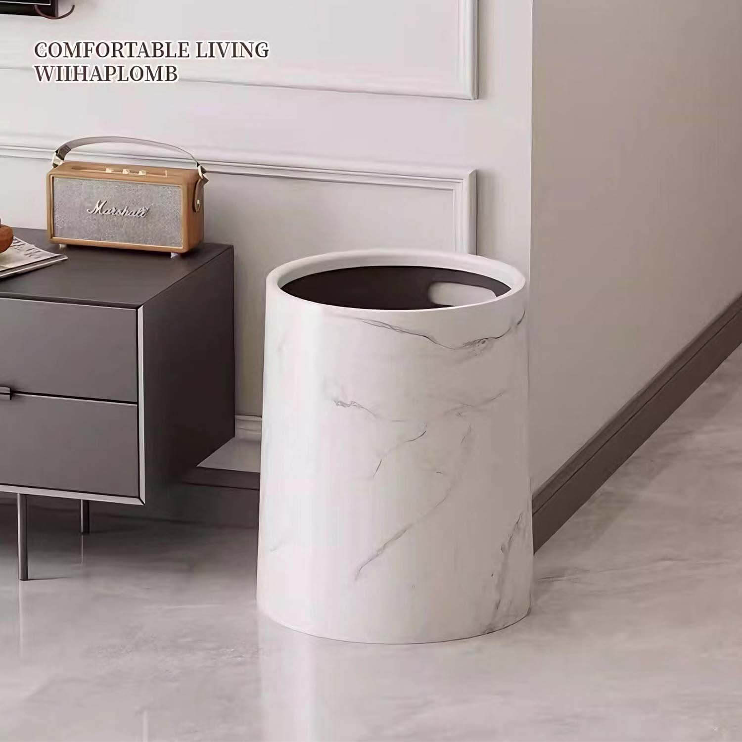 Vintage marble trash can for bathroom