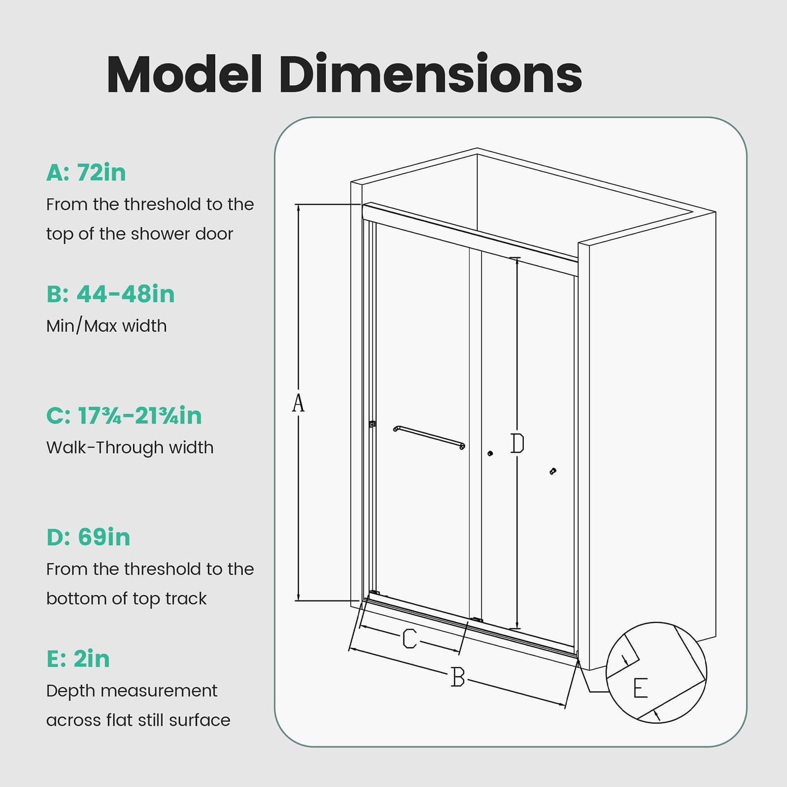 W1552GTP221563 shower door size specifications instructions