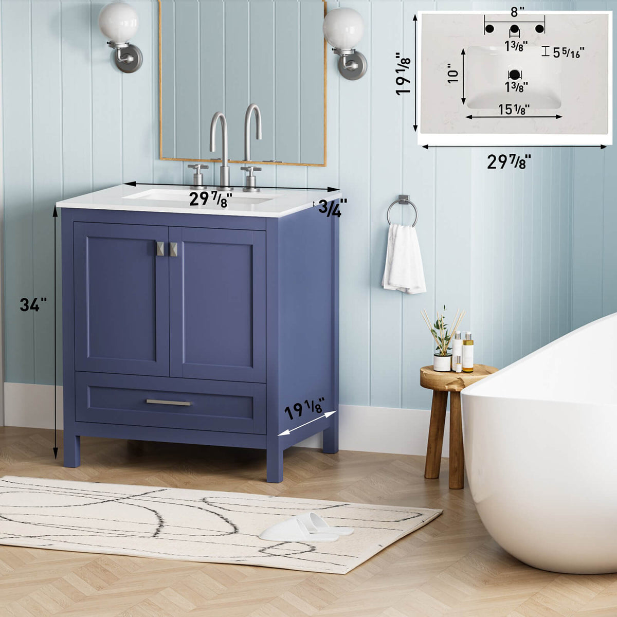 W1573GTP237849 Bathroom vanity countertop dimensions and specifications