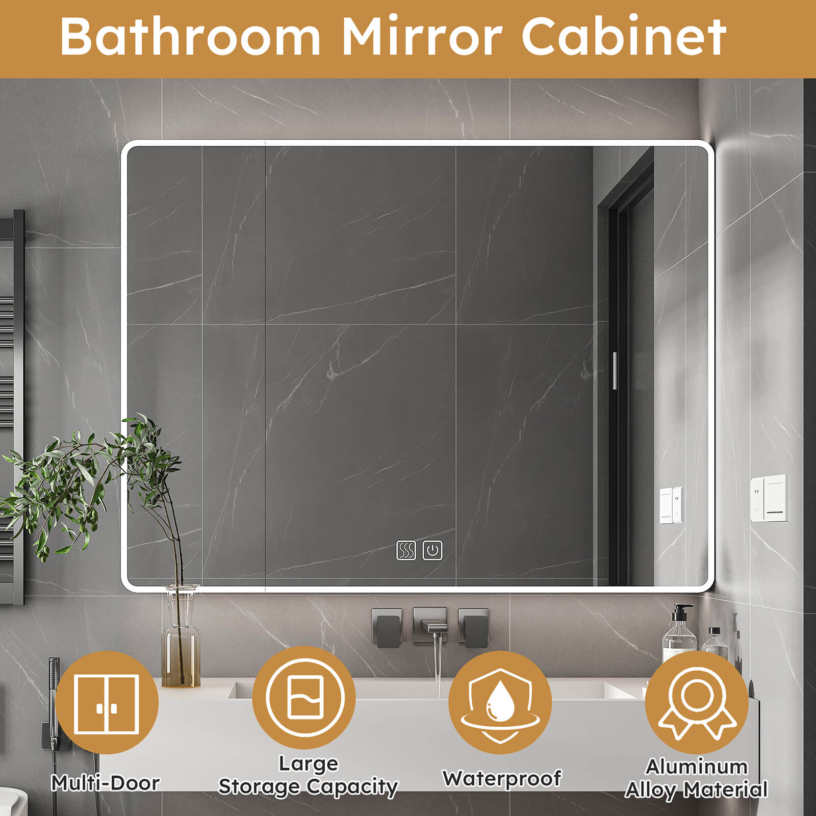 35" x 28" LED Medicine Cabinet with Defogger