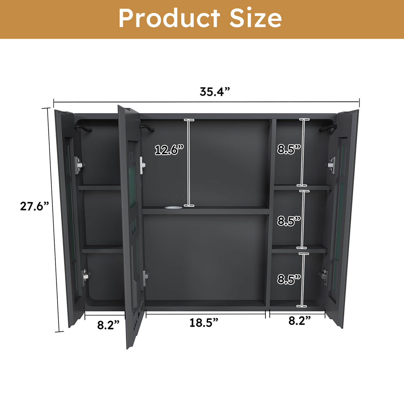 35" x 28" LED Medicine Cabinet with Defogger