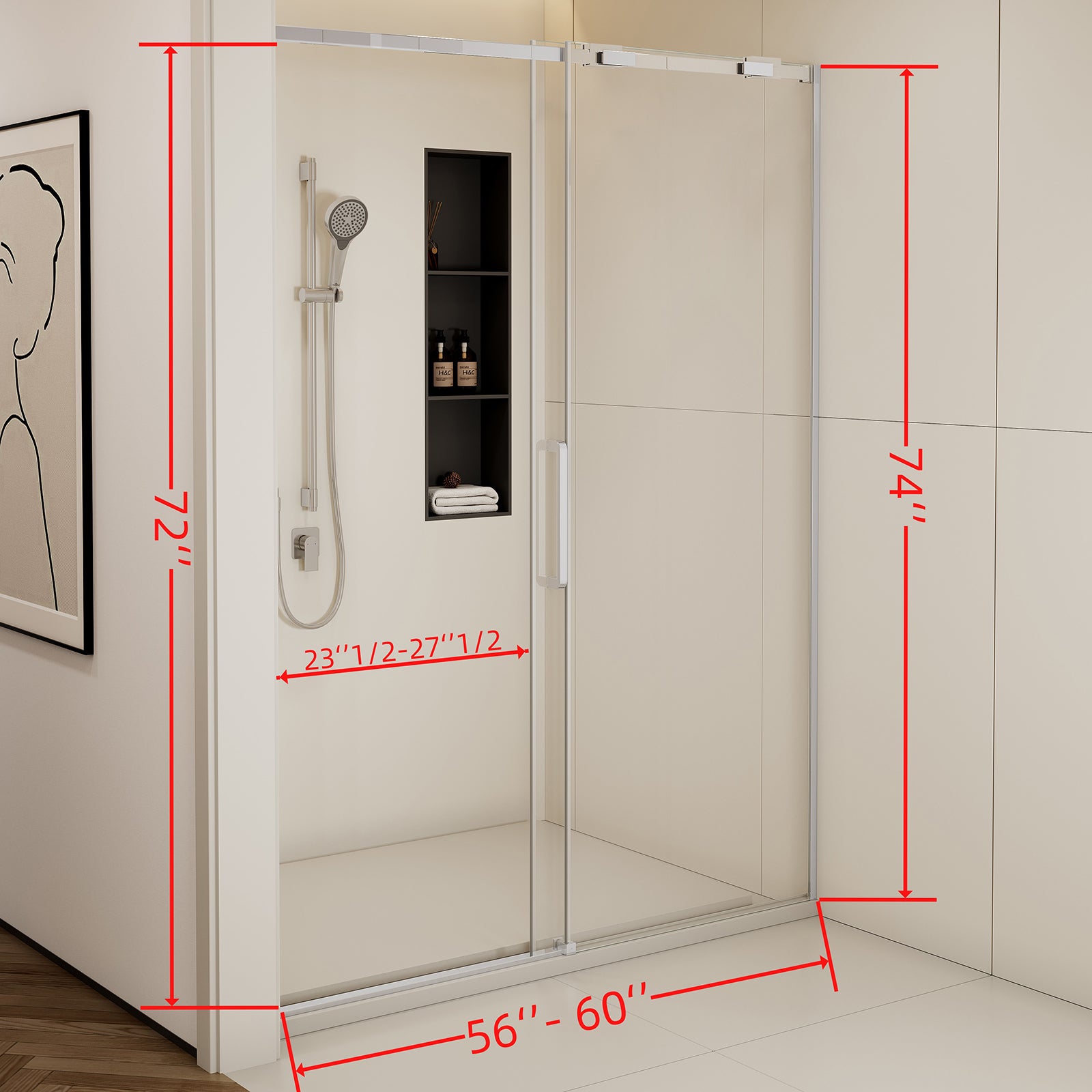 W2965GTP277274 shower door size specification drawing