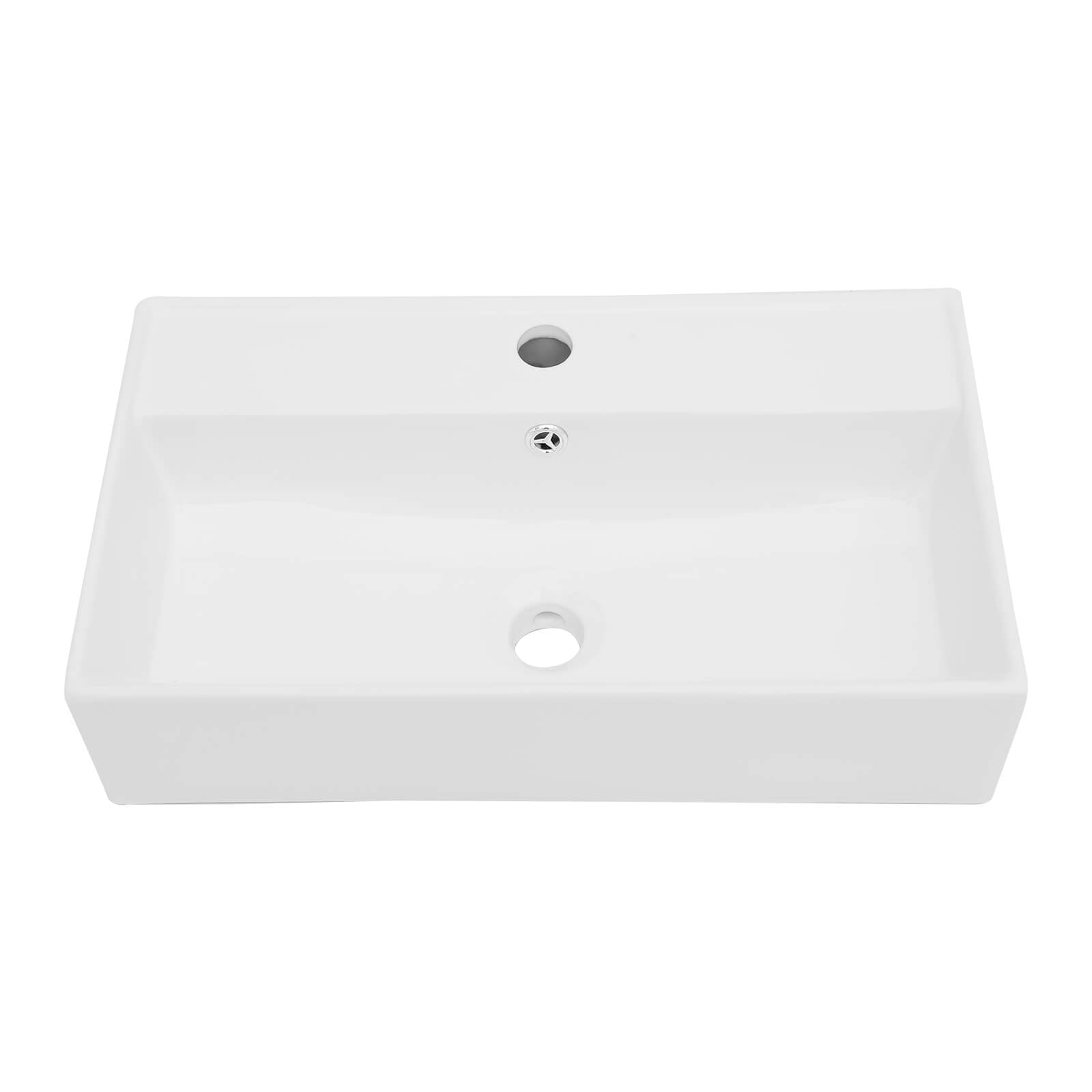 Wall mounted rectangular sink with durable glazed surface