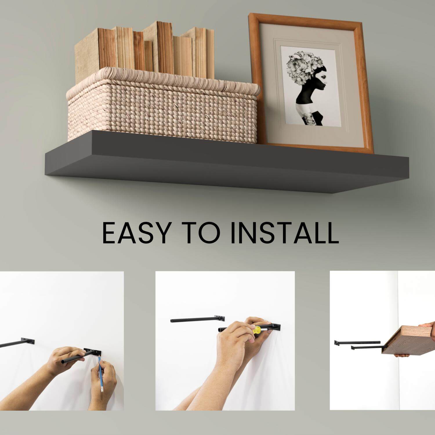 31.5" Matt Gray Floating Shelves for Bathroom Storage (Set of 2)