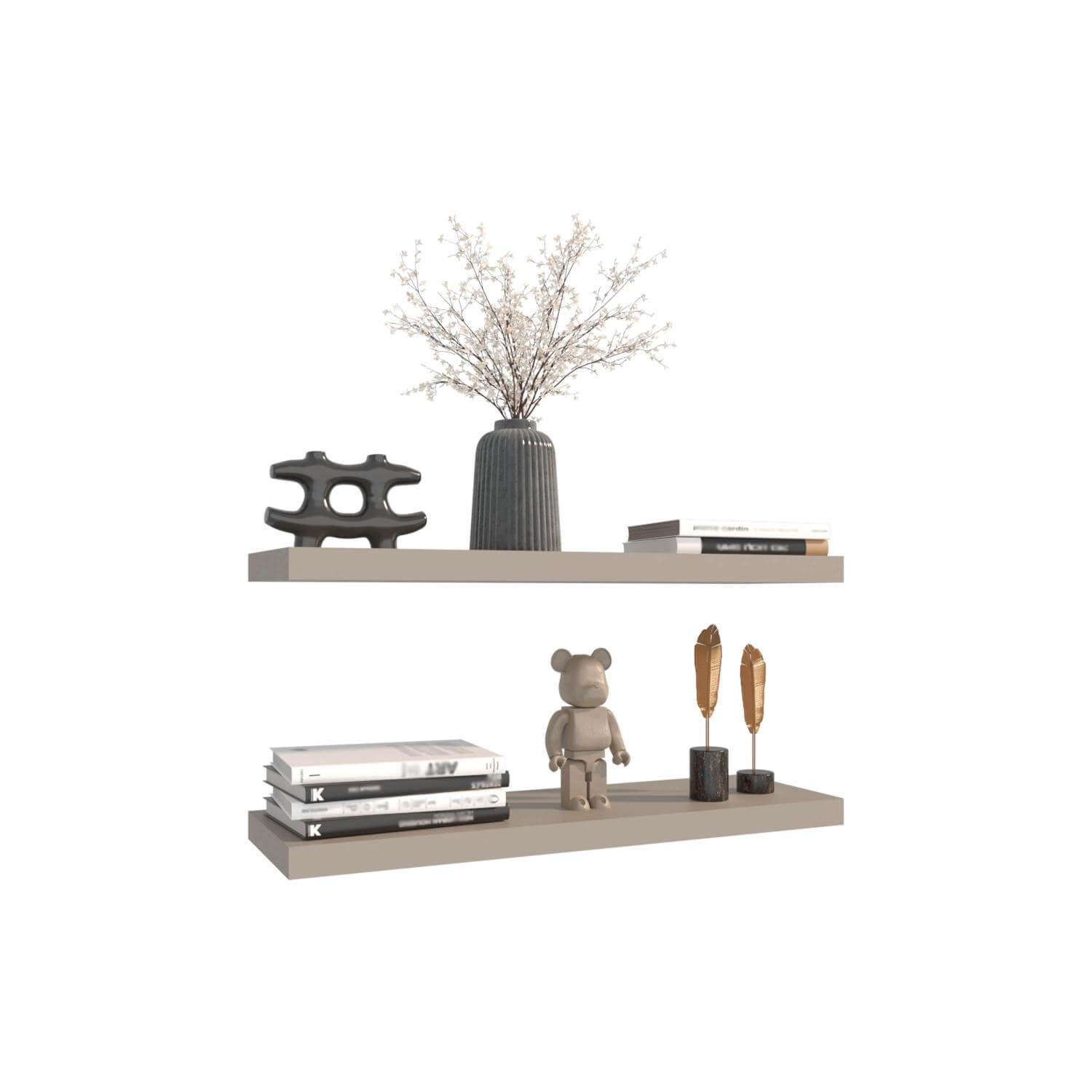 31.5" Taupe Floating Shelves for Bathroom Storage (Set of 2)