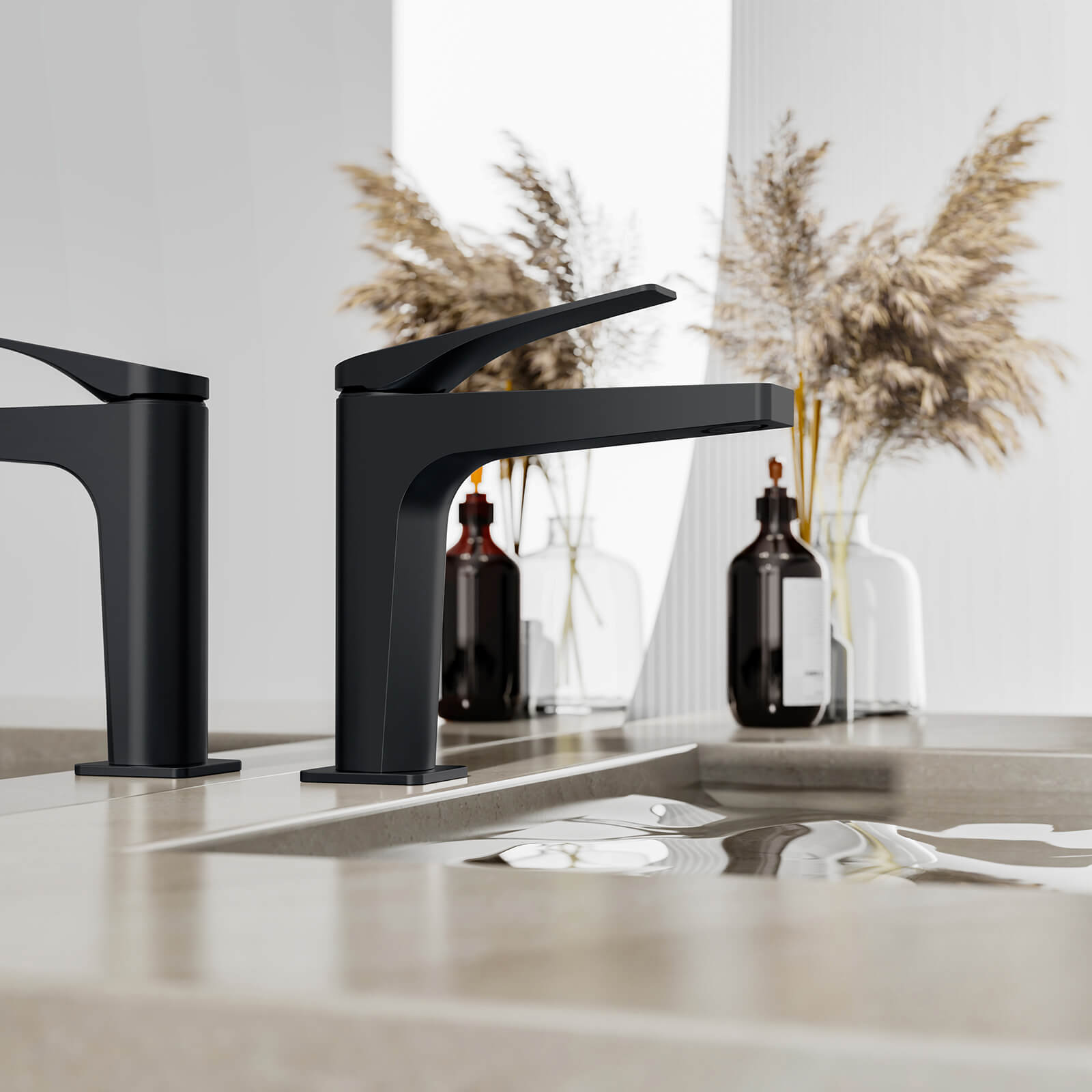 Water Saving Matte Black Single Hole Bathroom Sink Faucet