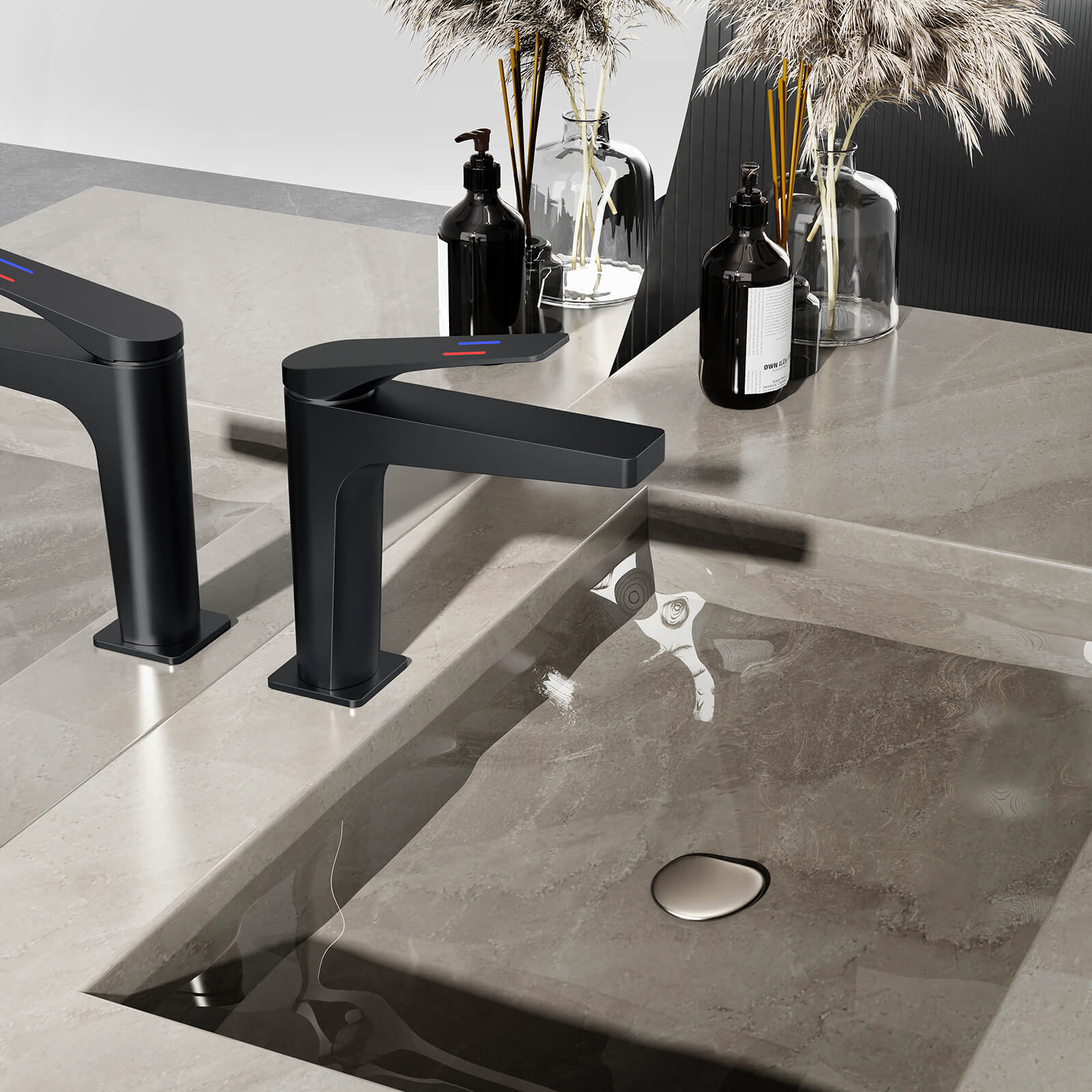 Water saving matte black single hole bathroom faucet with sleek modern design