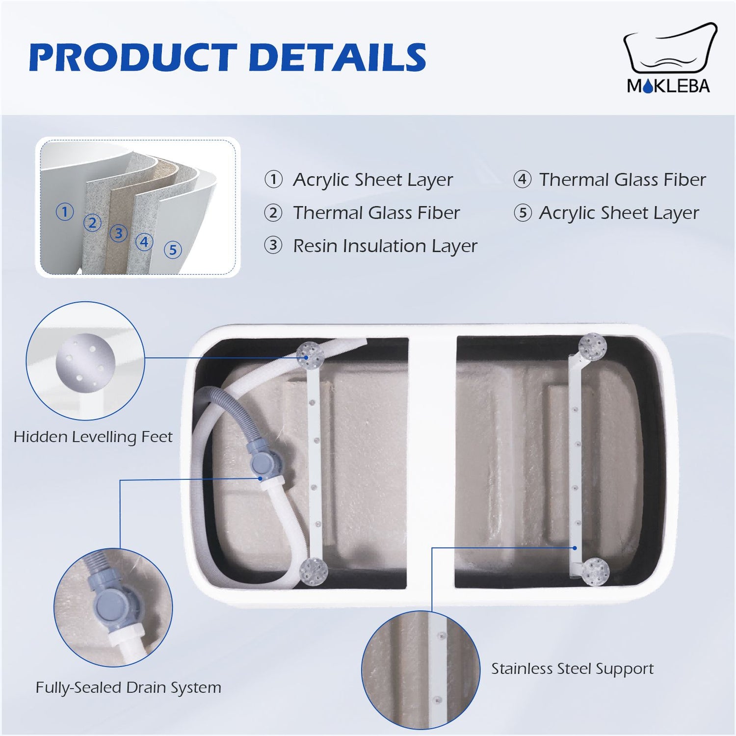 Mokleba 47" Acrylic Freestanding Japanese Soaking Bathtub with Built-in Seat Glossy White