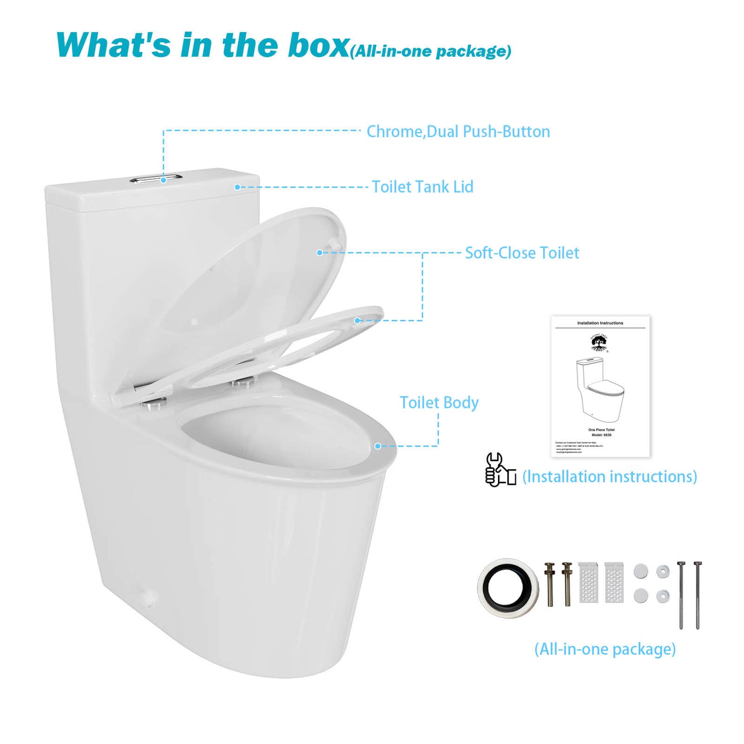 White ceramic dual flush skirted toilet side view