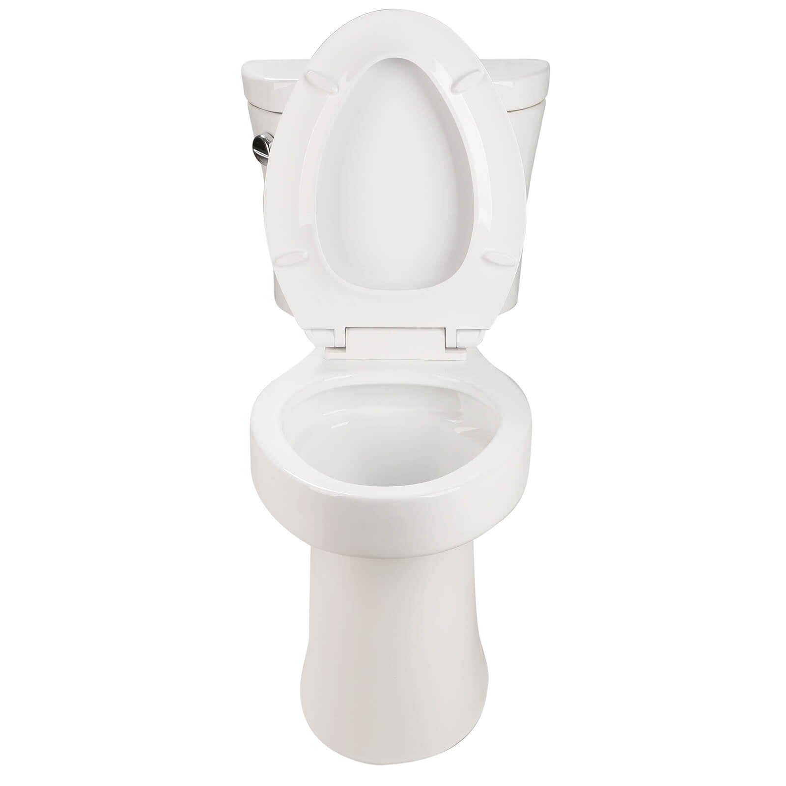 White ceramic two piece toilet with sleek modern silhouette