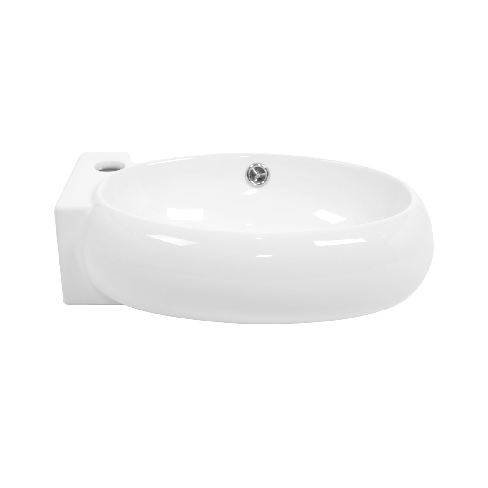 White left side faucet wall mount sink for space saving design