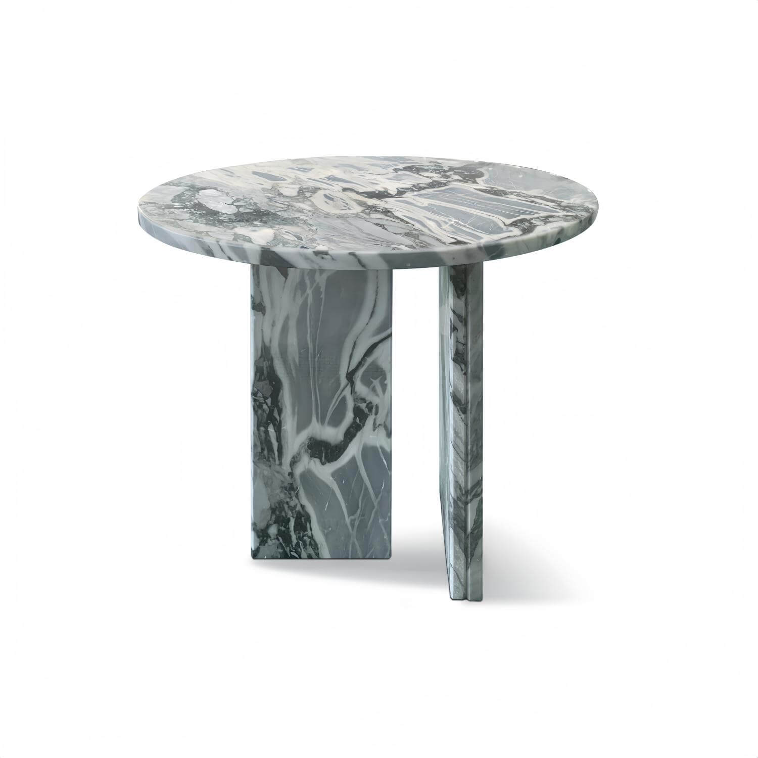 18" Modern Round Blue Natural Marble Side Table for Bathroom and Livingroom